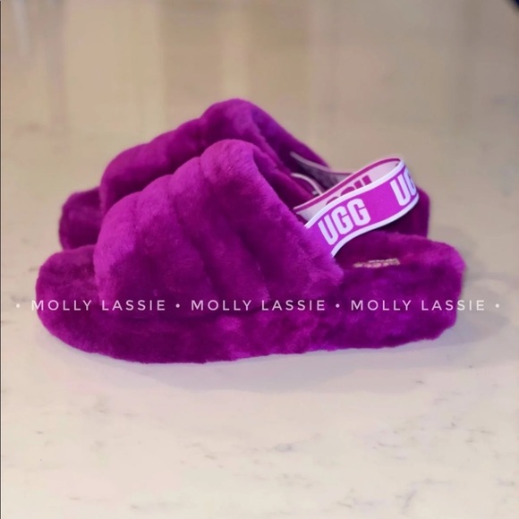BERRYLICIOUS ✨ PURPLE UGG FLUFF YEAH SLIDE SANDALS - Picture 4 of 7